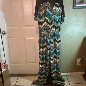 Espresso Chevron Jumpsuit in Blue and Black with Elegant Flow